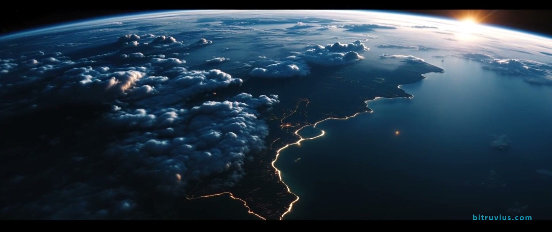 Earth from orbit at dawn — a Substrate film still
